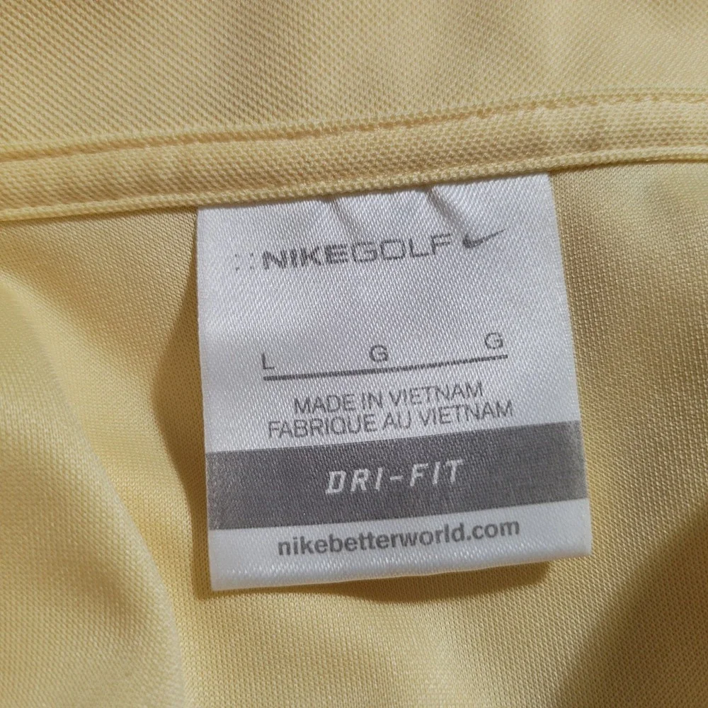 Nike Golf‎ Polo Shirt Womens Large Yellow  V Neck Dri-FIT Woodchuck Hard Cider